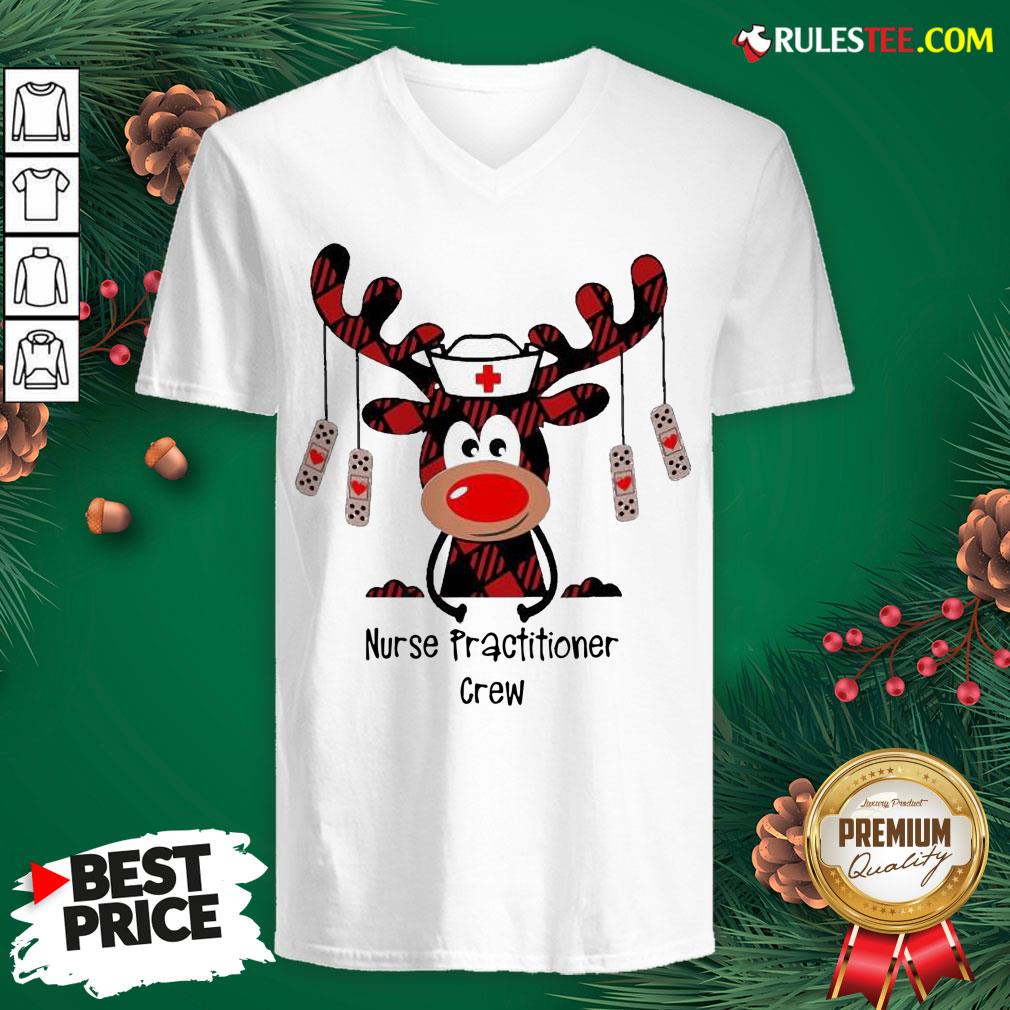 Pretty Plaid Reindeer Nurse Practitioner Crew Christmas Shirt