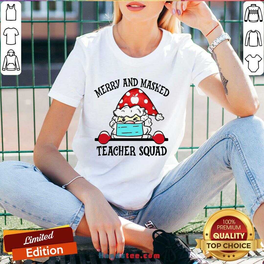Pretty Santa Claus Merry And Masked Teacher Squad Shirt
