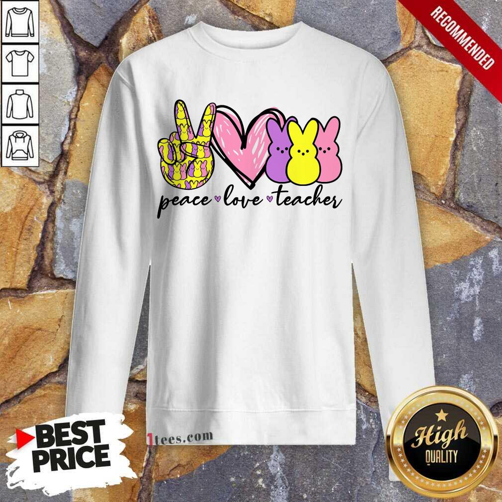 Pretty Teacher Peace Love Bunny Shirt