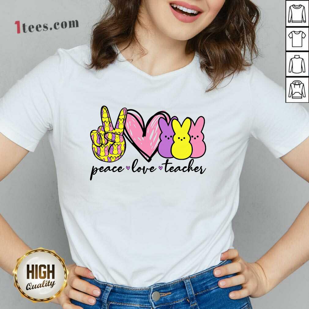Pretty Teacher Peace Love Bunny Shirt