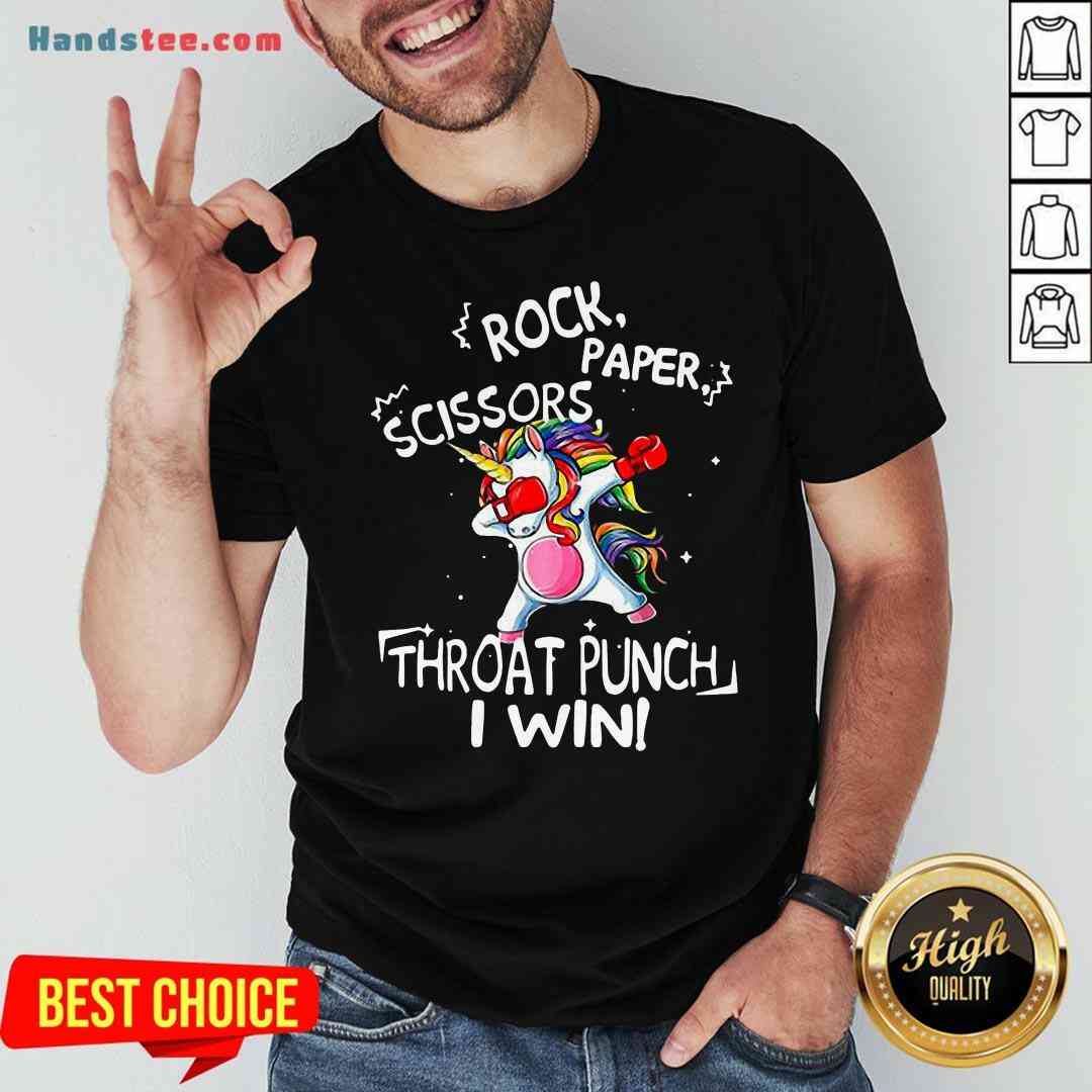 Pretty Unicorn Dabbing Boxing Rock Paper Scissors Throat Punch I Win Shirt