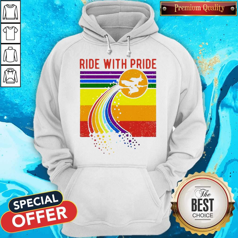 Pretty Witch Ride With Pride LGBT Pride Vintage Shirt