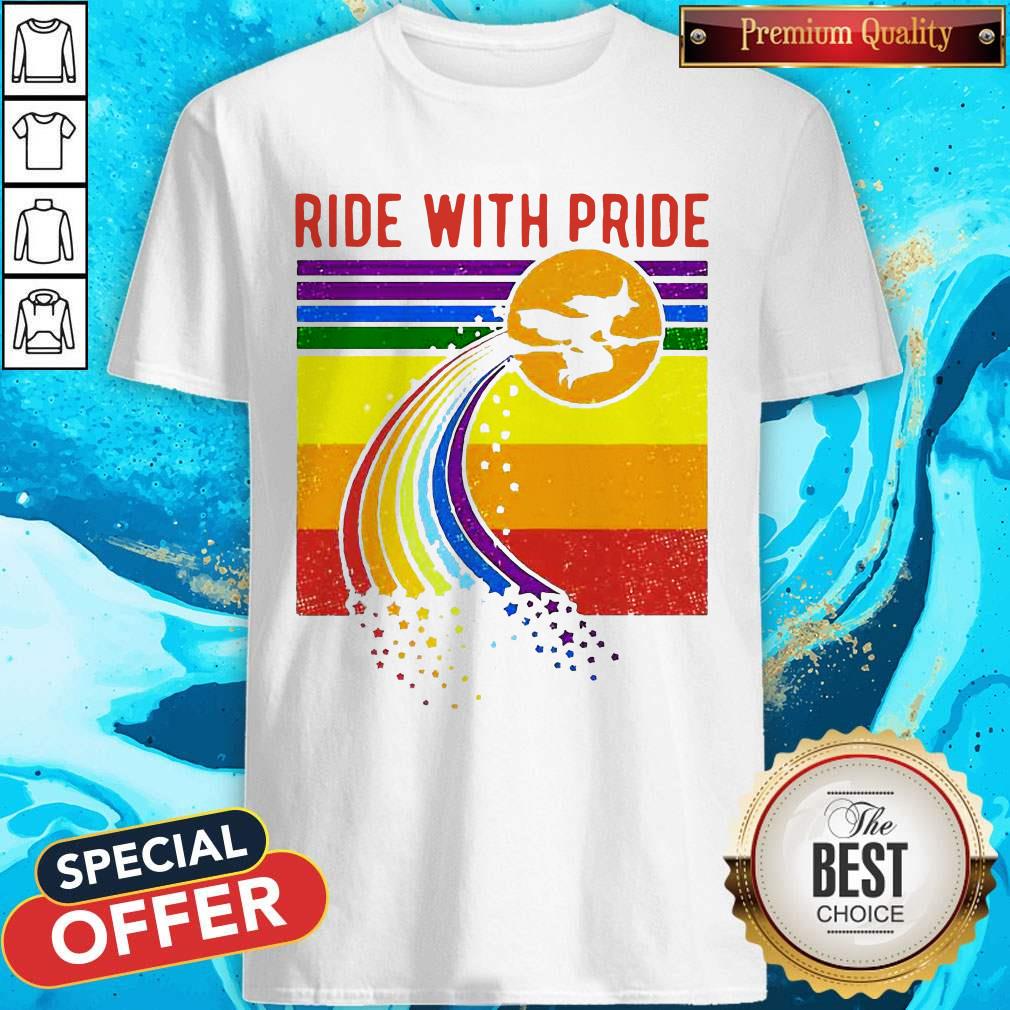 Pretty Witch Ride With Pride LGBT Pride Vintage Shirt