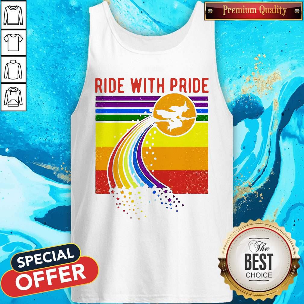 Pretty Witch Ride With Pride LGBT Pride Vintage Shirt