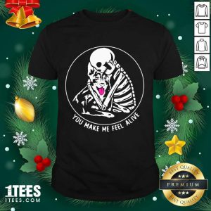 Premium Skeleton Hug German Shepherd You Make Me Feel Alive Shirt