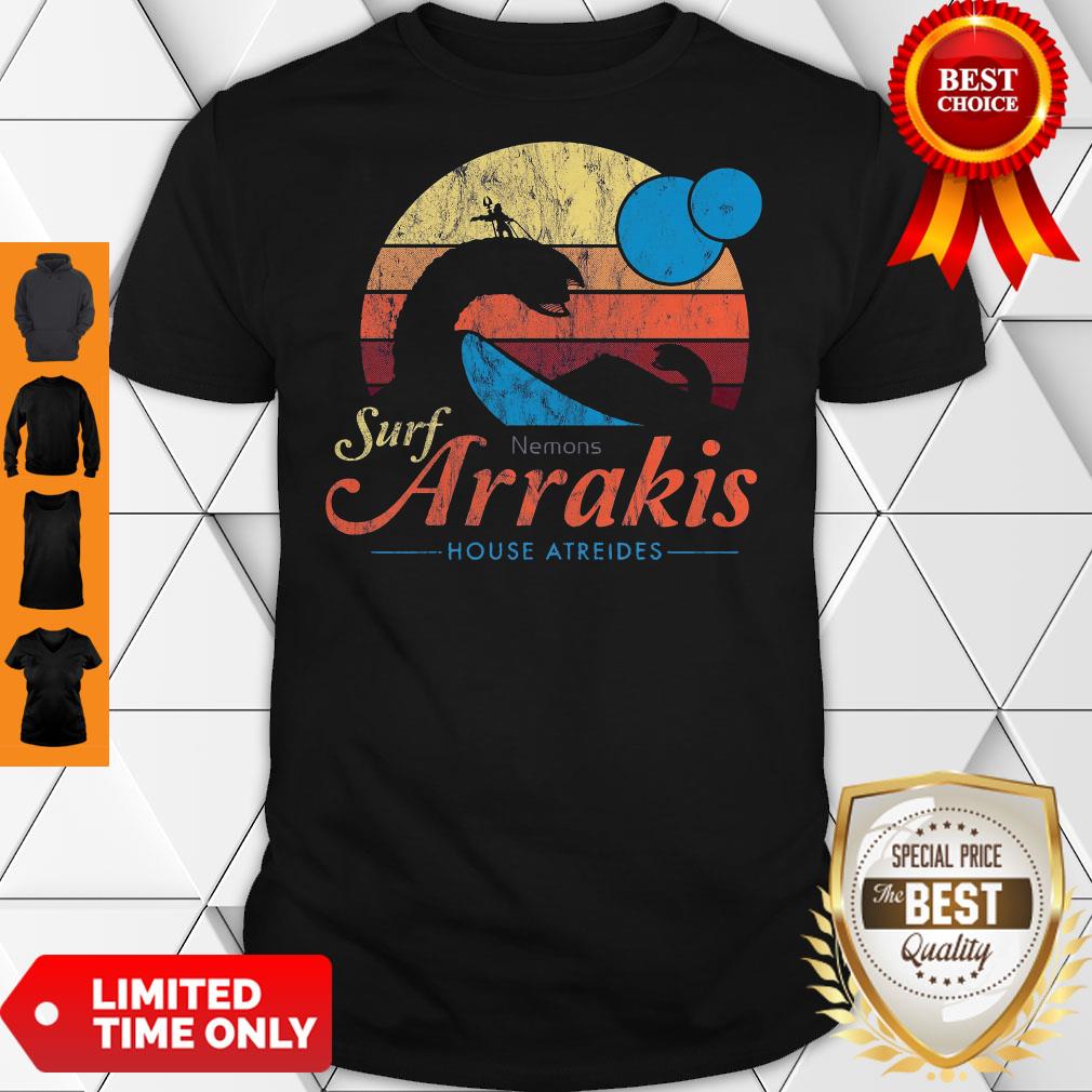 Visit Arrakis Vintage Distressed Surf Dune Sci Fi Slim Fit Shirt