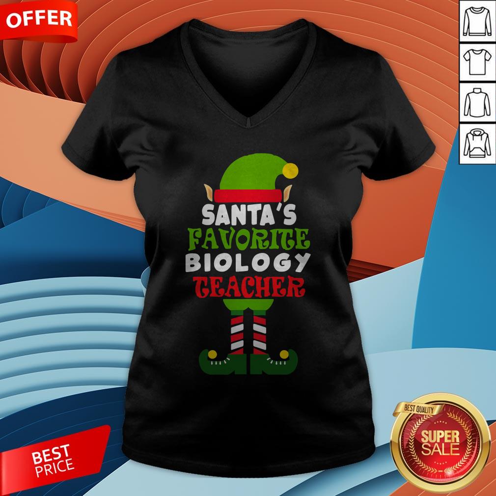 Santas Favorite Biology Teacher Elf Christmas Shirt