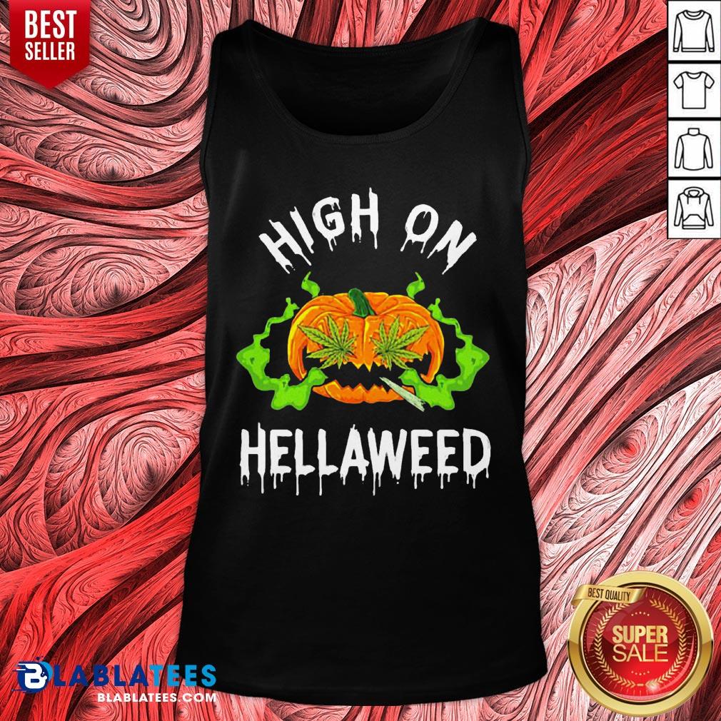 Funny Pumpkin High On Hellaweed Hallooween Shirt