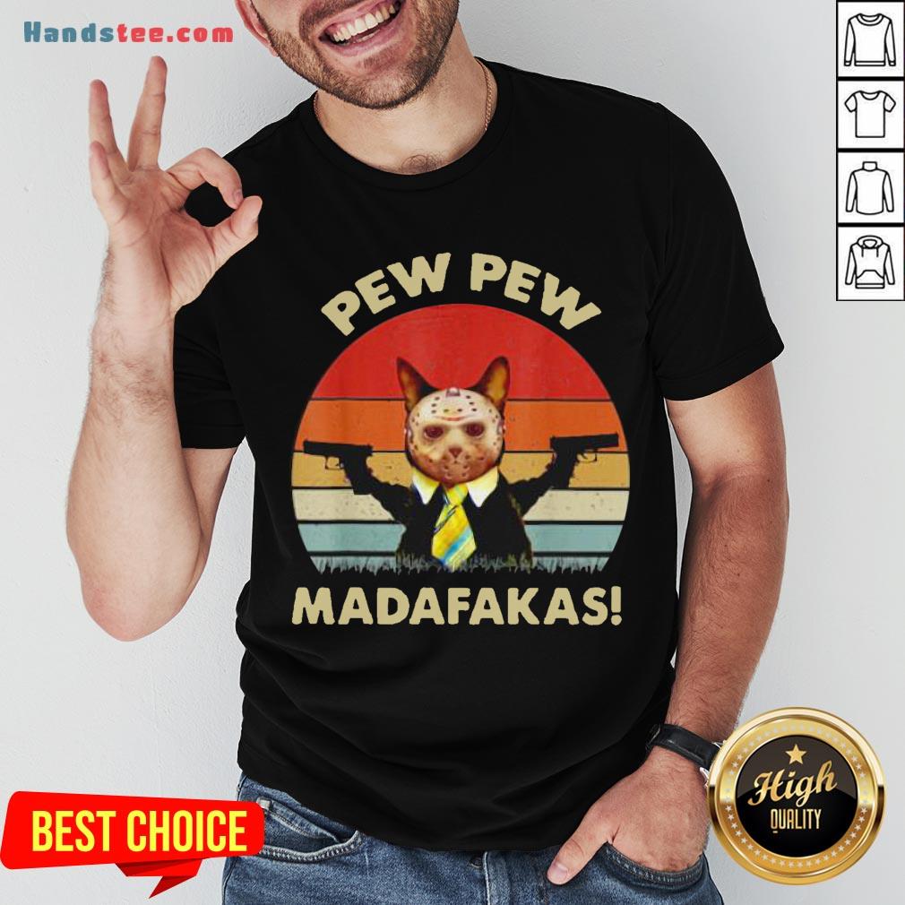 Cat Jason Voorhees Pew Pew Madafakas Vintage Retro Shirt