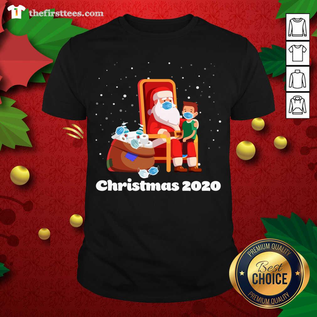 Cute Santa With Face Mask And Toilet Paper Christmas 2020 Shirt