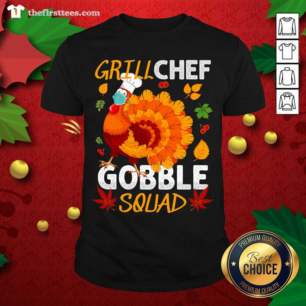 Cute Grill Chef Gobble Squad Turkey Face Mask Thanksgiving Shirt