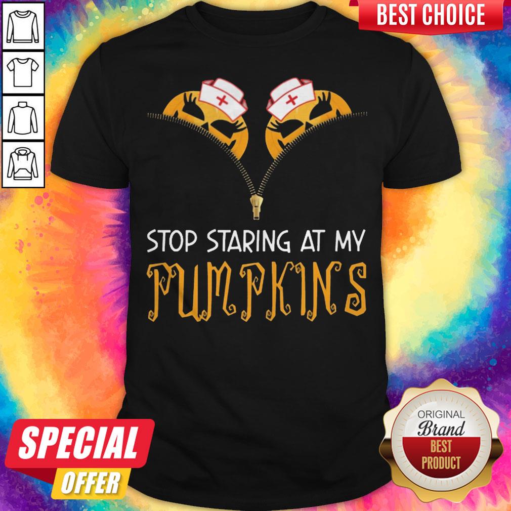 Funny Stop Staring At My Pumpkins Halloween Shirt