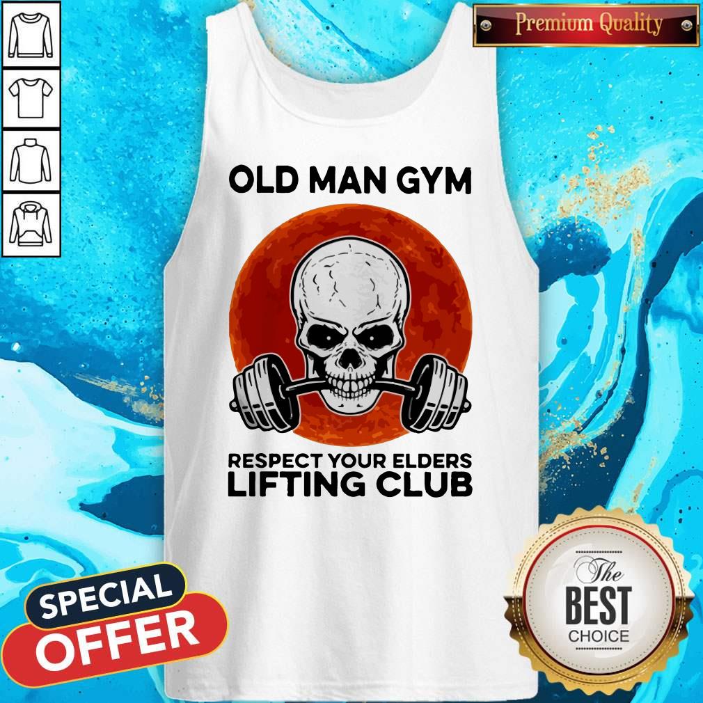 Skull Old Man Gym Respect Your Elders Lifting Club Moon Shirt