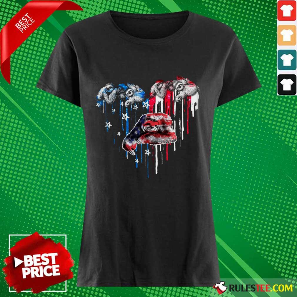 Sloth Heart American Flag Shirt