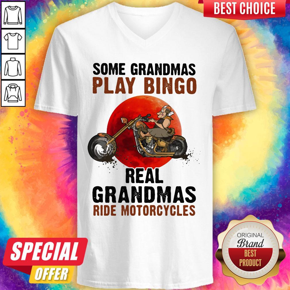 Some Grandmas Play Bingo Real Grandmas Ride Motorcycles Bike Sunset Shirt
