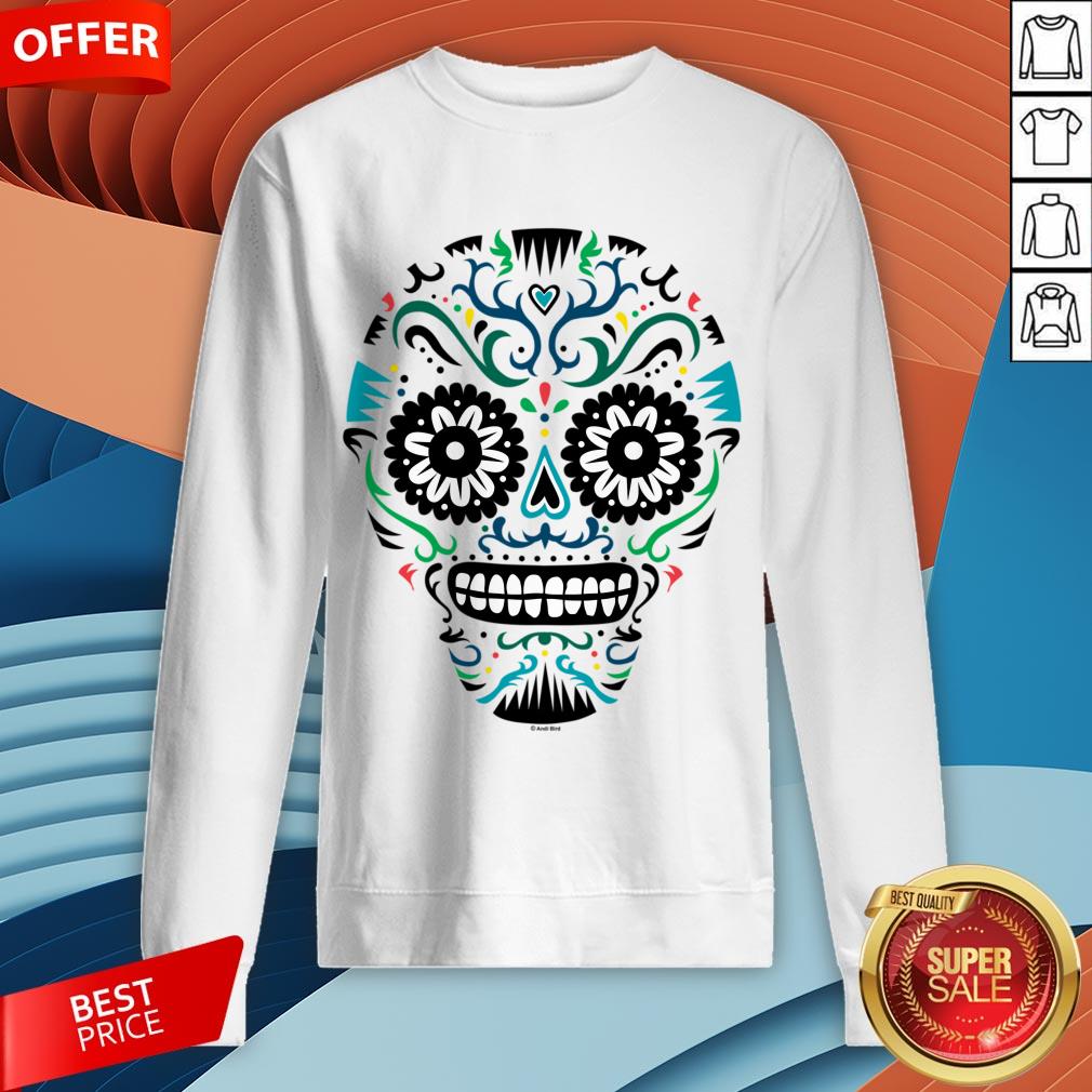 Sugar Skull SF Multi Om White Day Dead Dia De Muertos Shirt