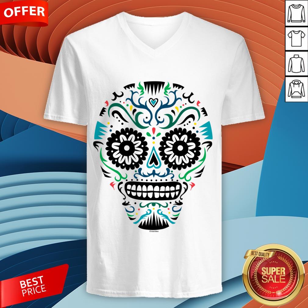 Sugar Skull SF Multi Om White Day Dead Dia De Muertos Shirt