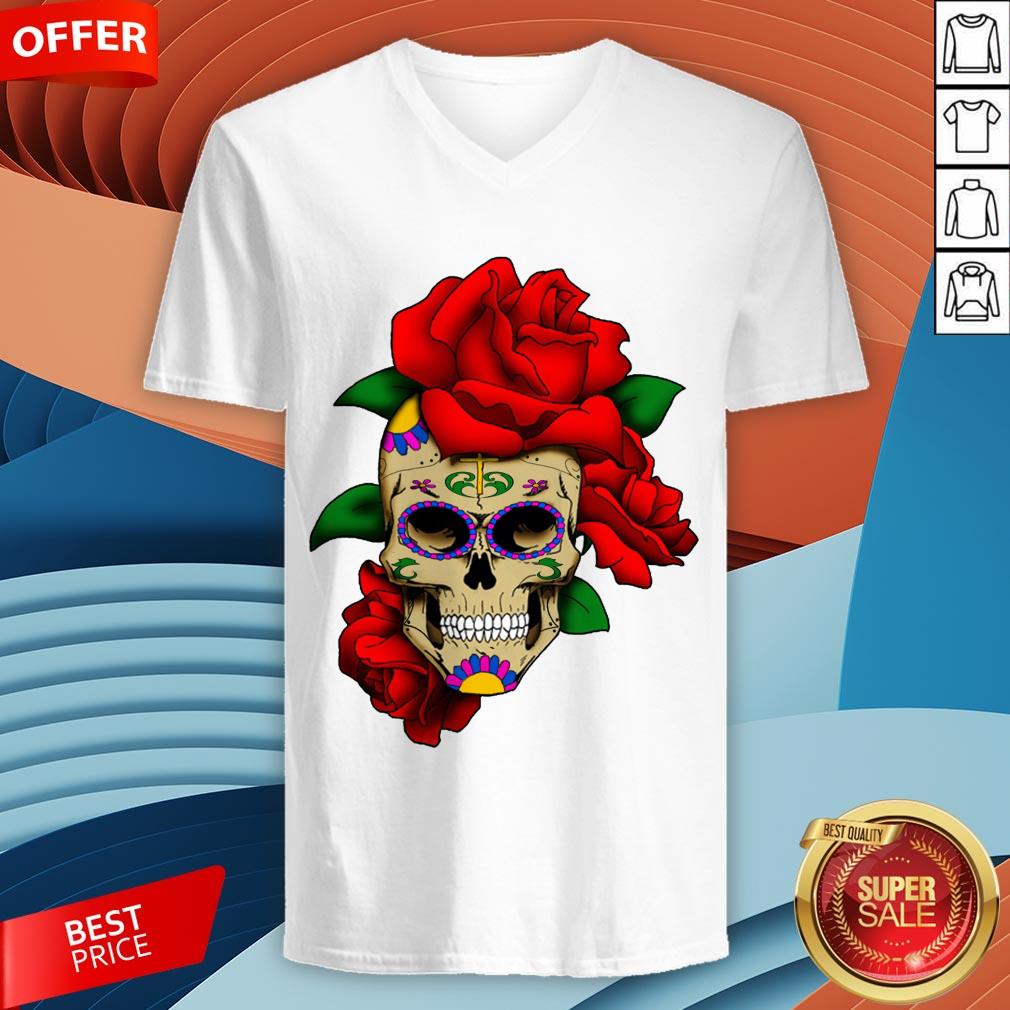 Sugar Skull With Rose Day Of The Dead Dia De Muertos Shirt
