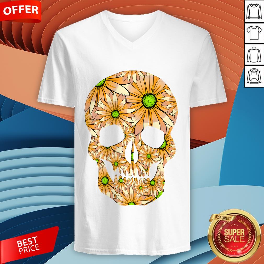 Summer Peach Sugar Skull Day Of The Dead Shirt