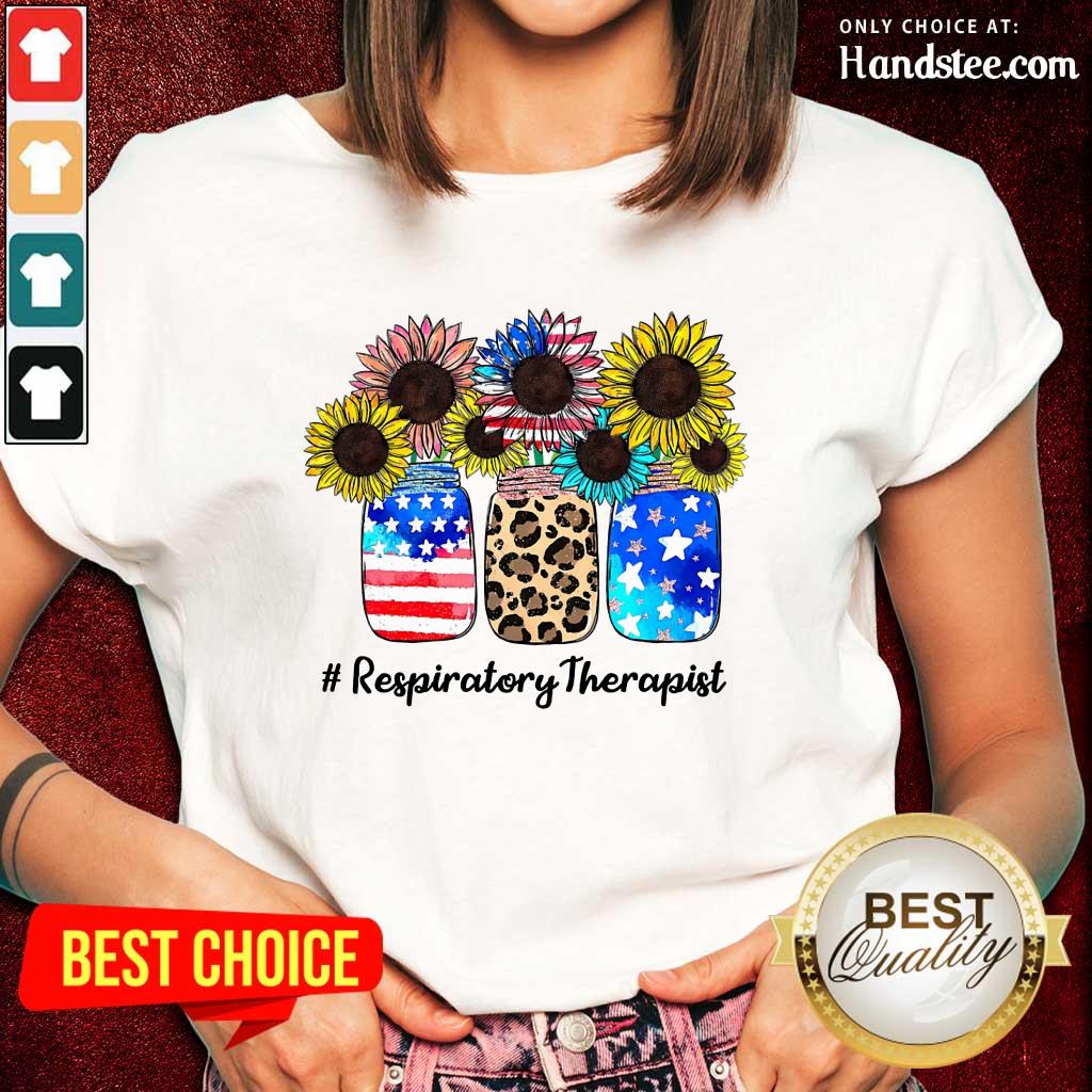 Sunflower American Flag Respiratory Therapist Shirt