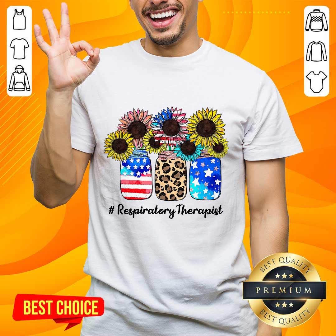 Sunflower American Flag Respiratory Therapist Shirt