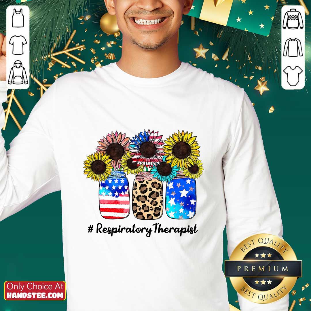 Sunflower American Flag Respiratory Therapist Shirt