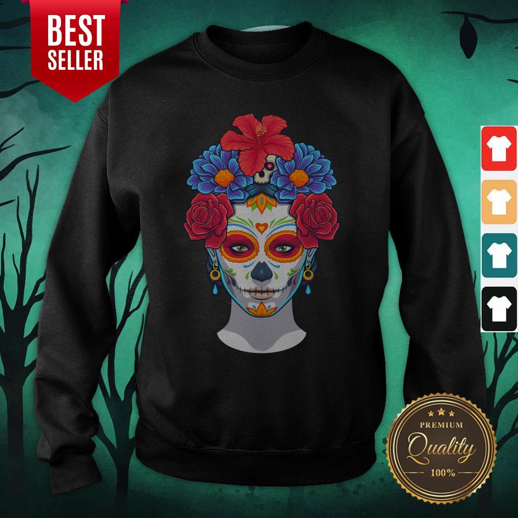 Hot Sugar Skull Woman Flower Day Dead Dia De Muertos Shirt