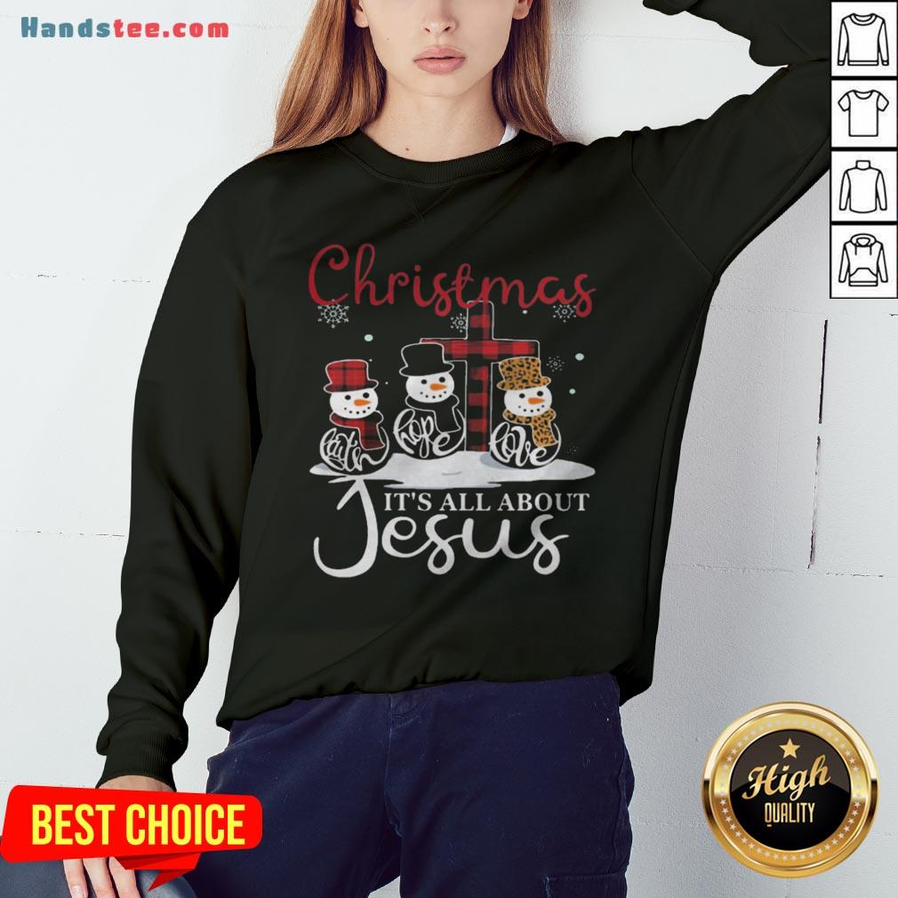 Pretty Snowman Christmas It’s All About Jesus Shirt