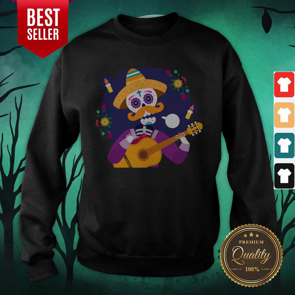 Dia De Muertos Day Of Dead Sugar Skeleton Play Guitar Shirt