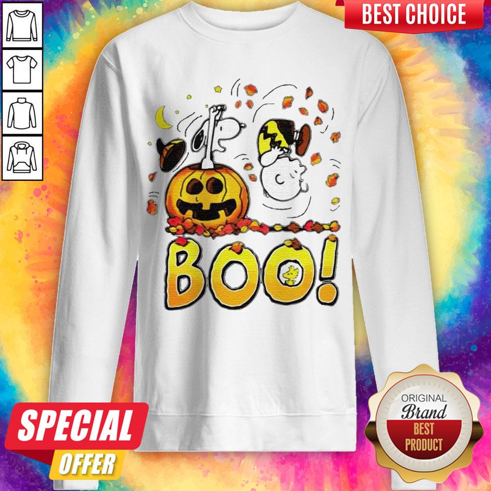 Charlie Brown Woodstock And Snoopy Boo Happy Halloween Shirt
