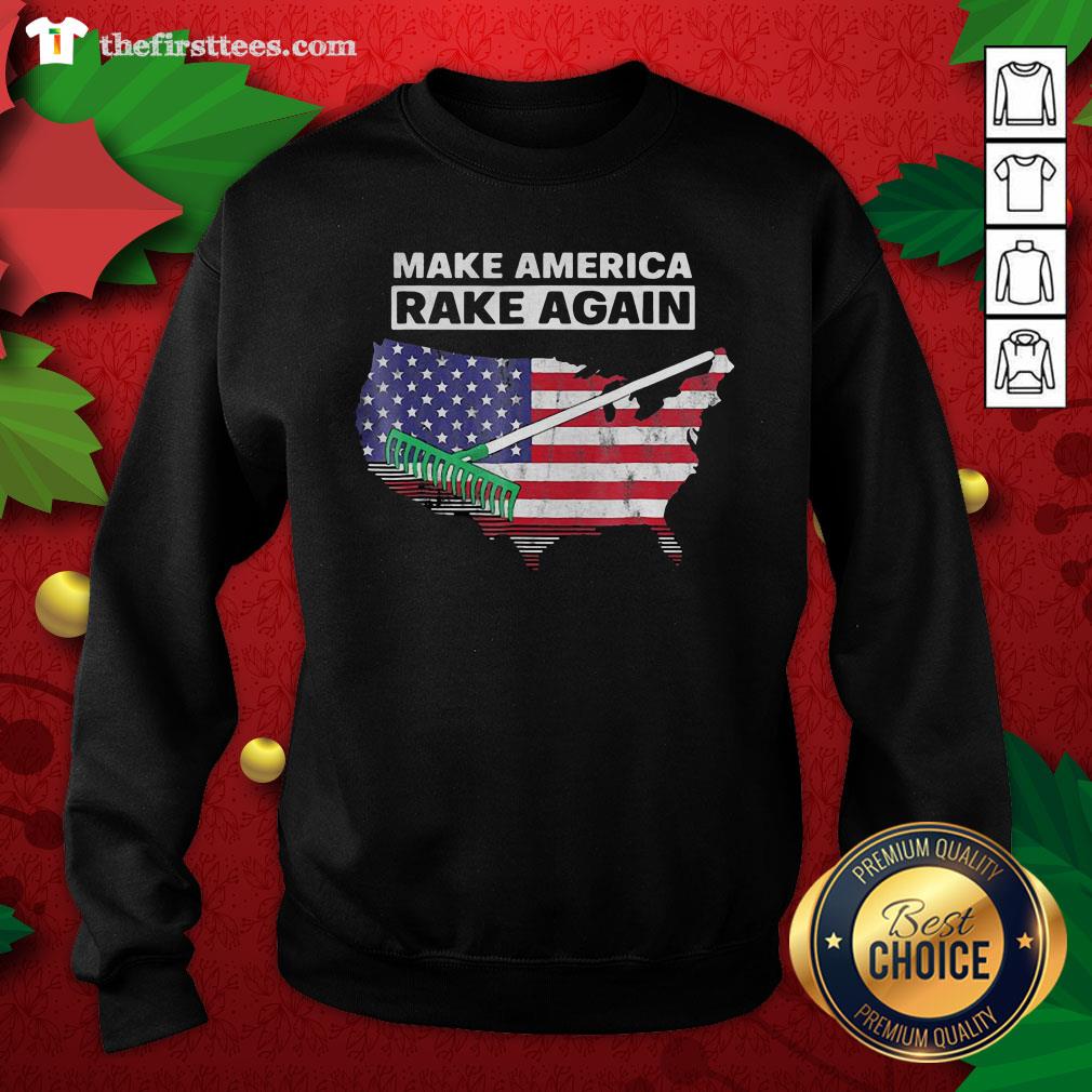 Cool Make America Rake Again American Flag Maps Shirt