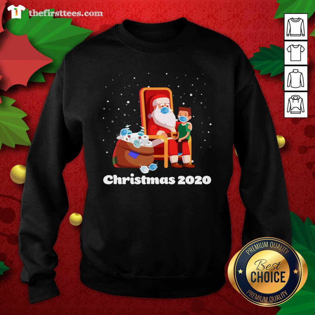 Cute Santa With Face Mask And Toilet Paper Christmas 2020 Shirt