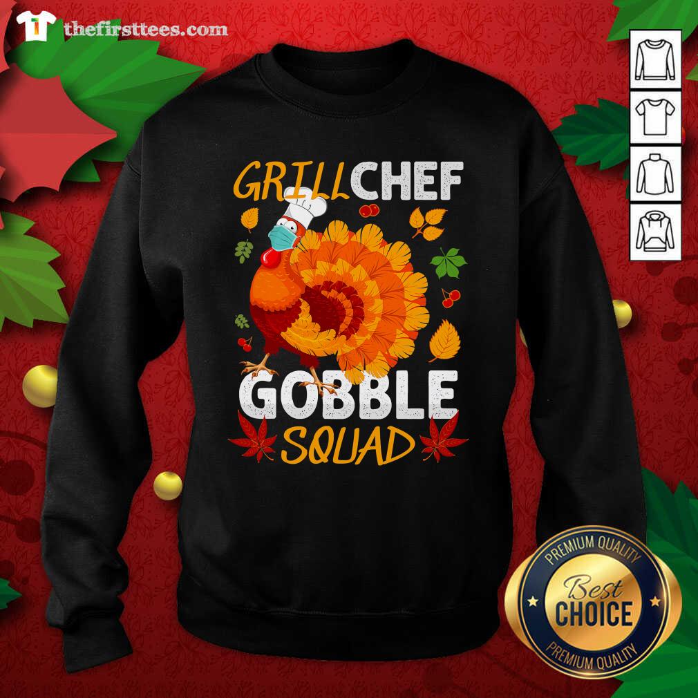 Cute Grill Chef Gobble Squad Turkey Face Mask Thanksgiving Shirt