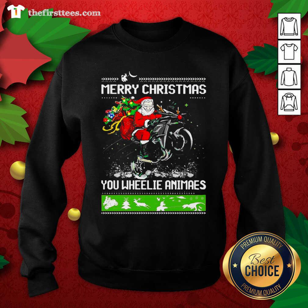 Lovely Santa Claus Motorcycle Merry Christmas You Wheelie Animals Shirt