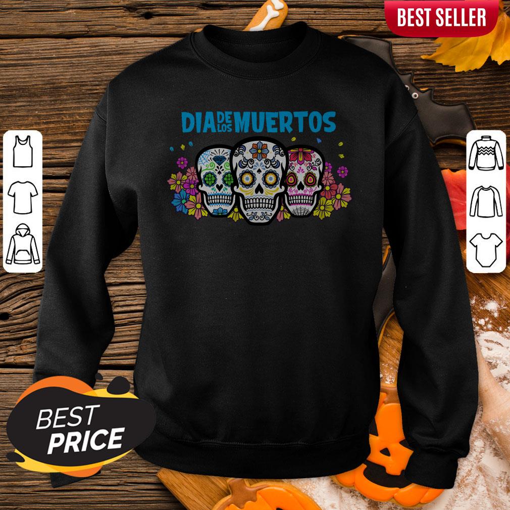 Three Sugar Skull Dia De Los Muertos Day Dead Shirt