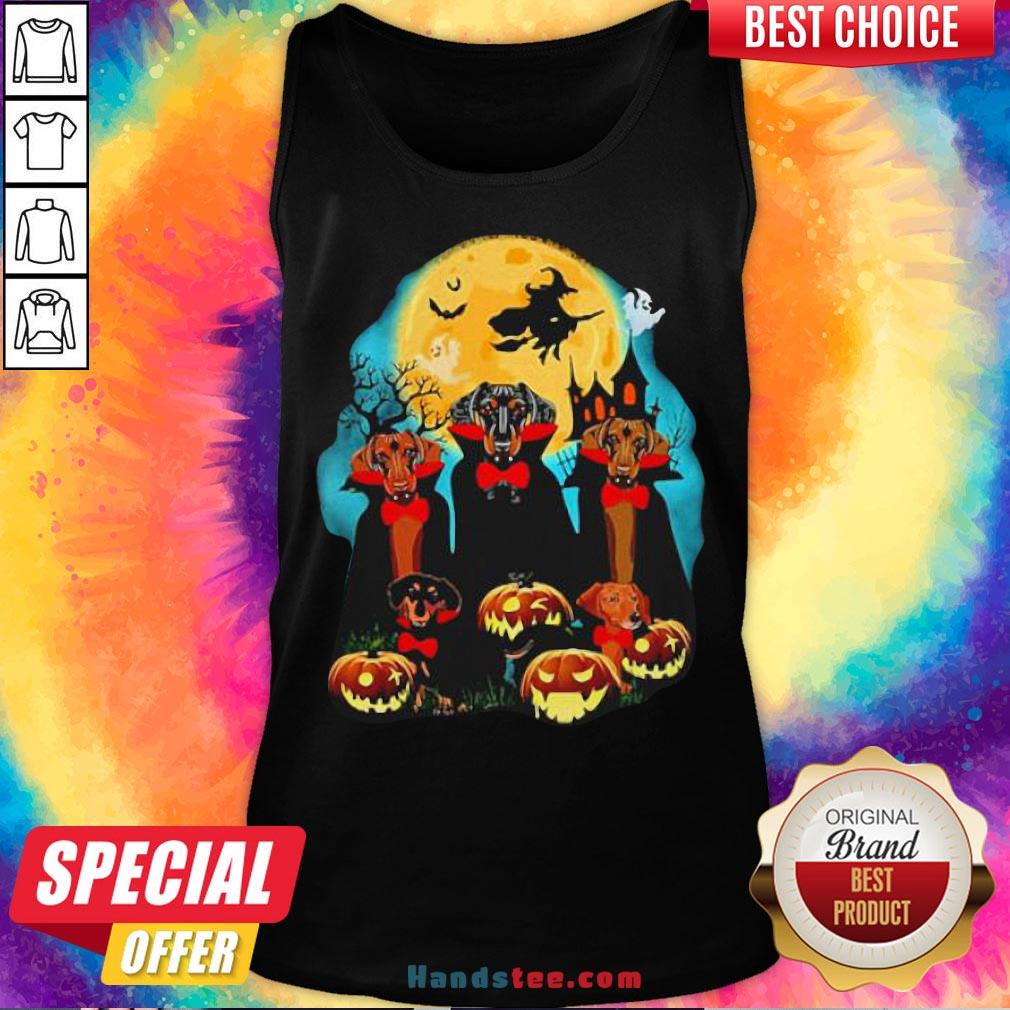 Dachshund Dracula Pumpkin Moonlight Happy Halloween Shirt