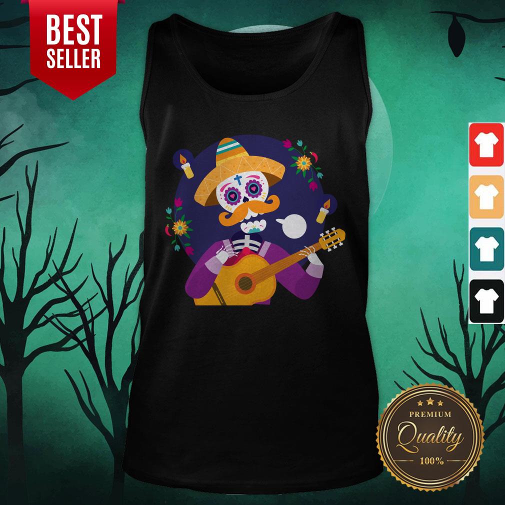Dia De Muertos Day Of Dead Sugar Skeleton Play Guitar Shirt