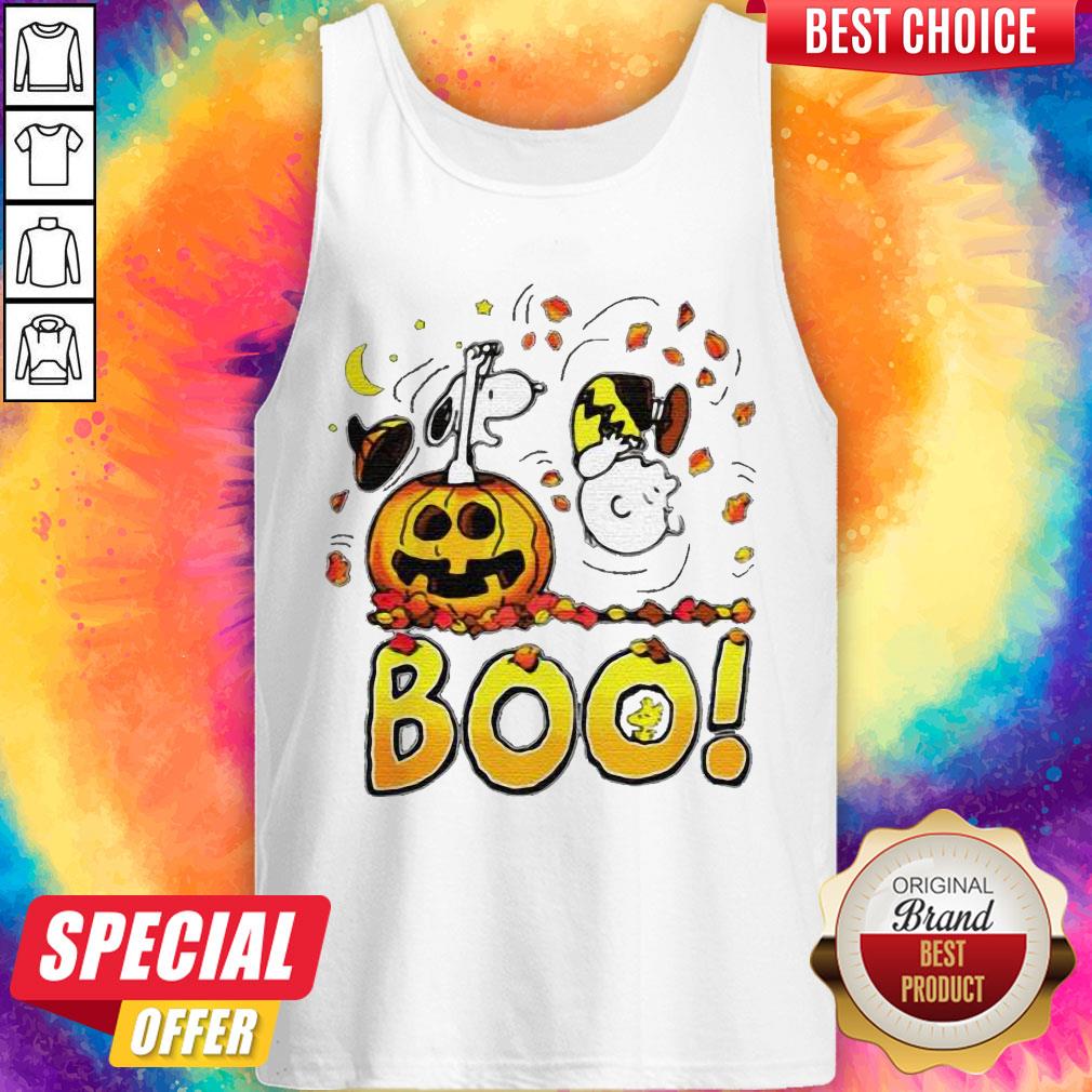 Charlie Brown Woodstock And Snoopy Boo Happy Halloween Shirt