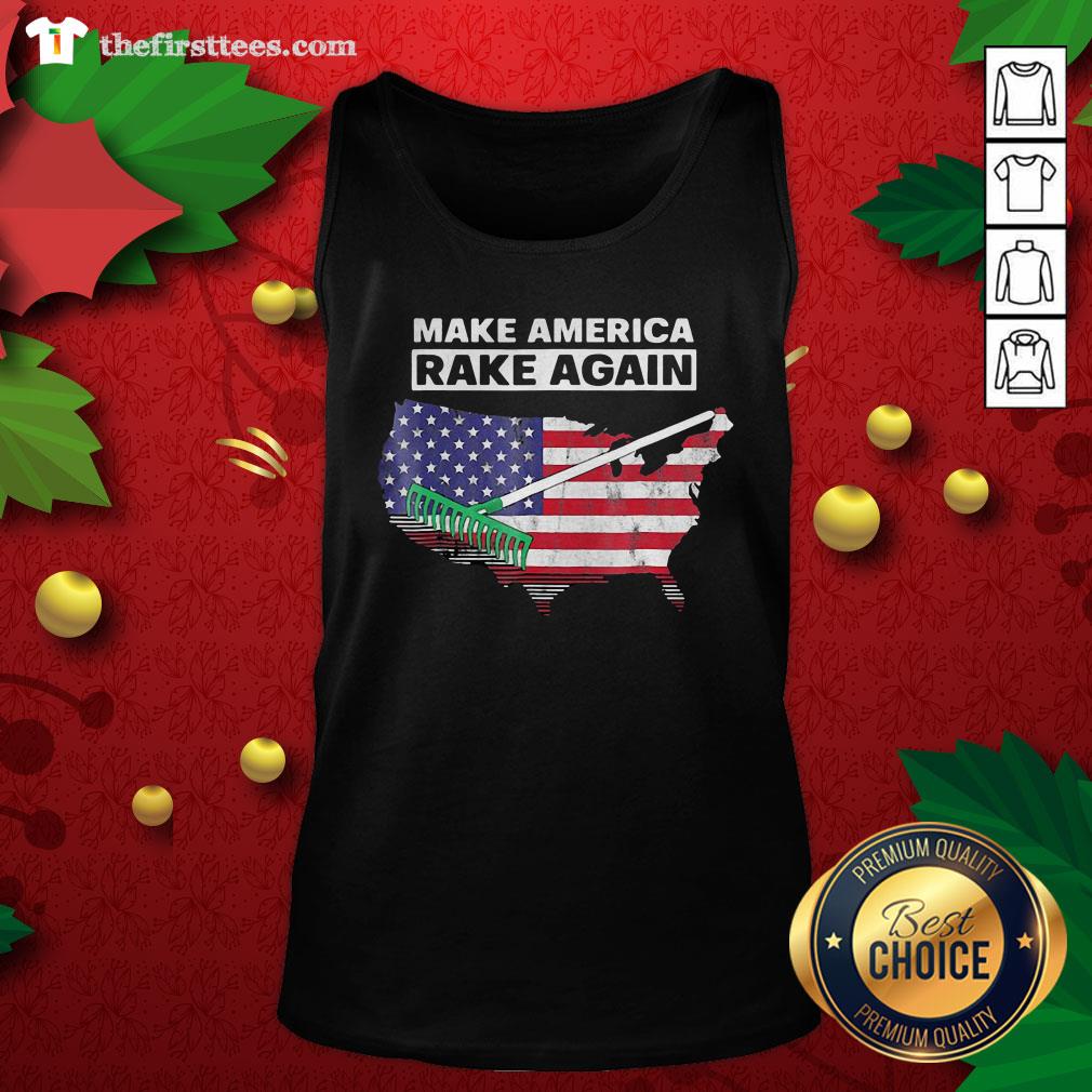 Cool Make America Rake Again American Flag Maps Shirt