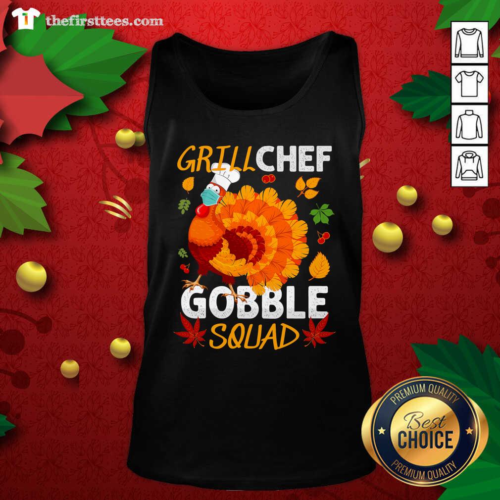 Cute Grill Chef Gobble Squad Turkey Face Mask Thanksgiving Shirt