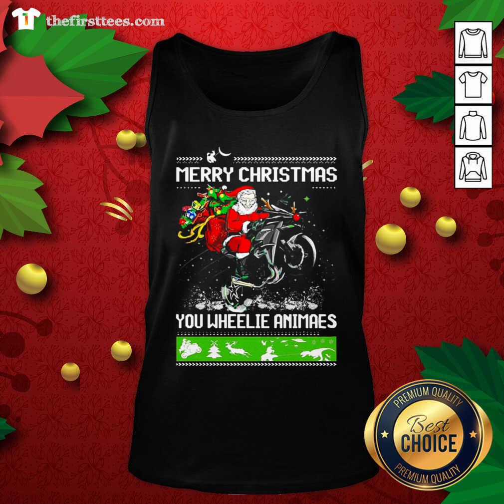 Lovely Santa Claus Motorcycle Merry Christmas You Wheelie Animals Shirt
