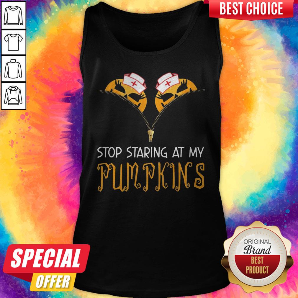 Funny Stop Staring At My Pumpkins Halloween Shirt