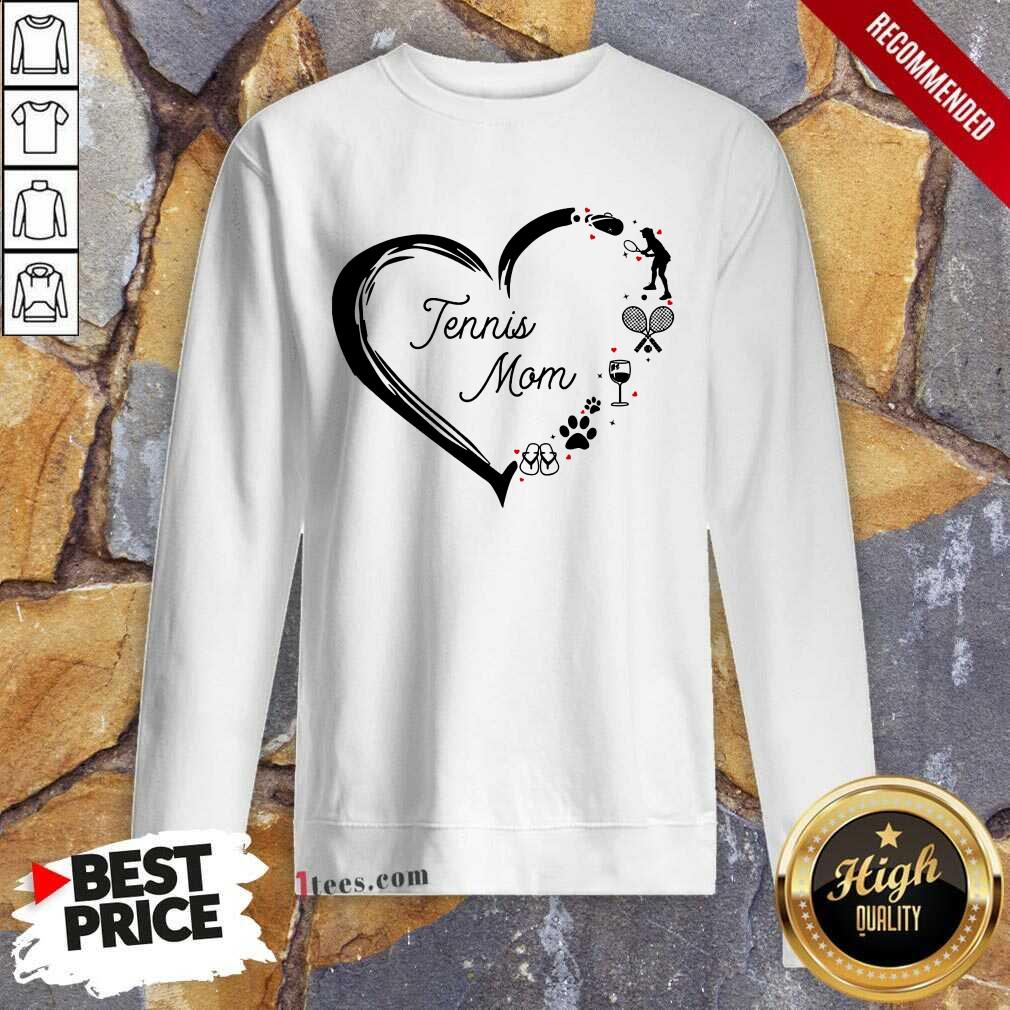 Tennis Mom Heart Wine Dog Paw And Flip Flop Shirt