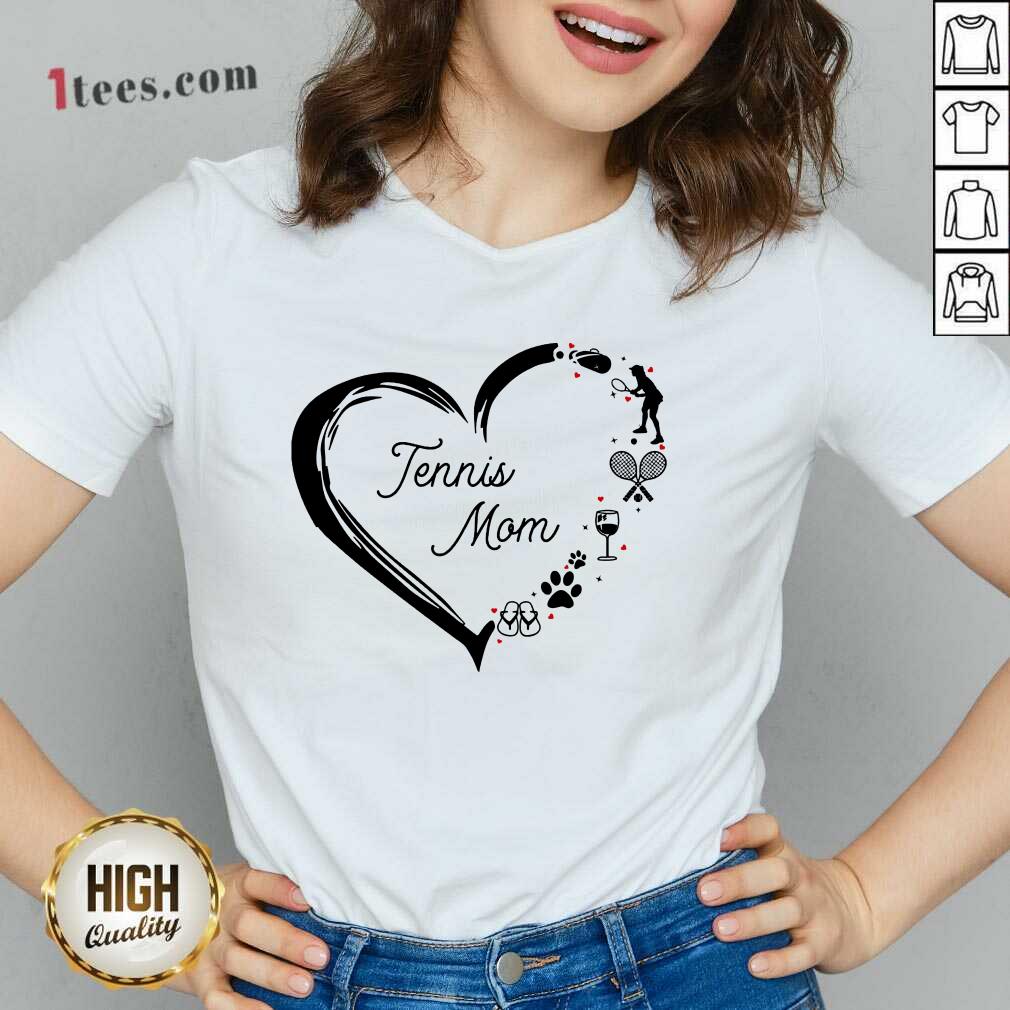 Tennis Mom Heart Wine Dog Paw And Flip Flop Shirt