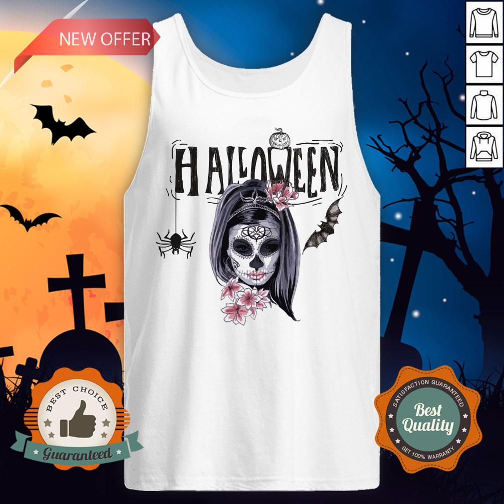 Halloween Sugar Skull Girl Day Of Dead Muertos Shirt