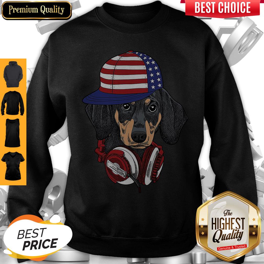 Top 4 Of July Dachshund Listening Music Shirt