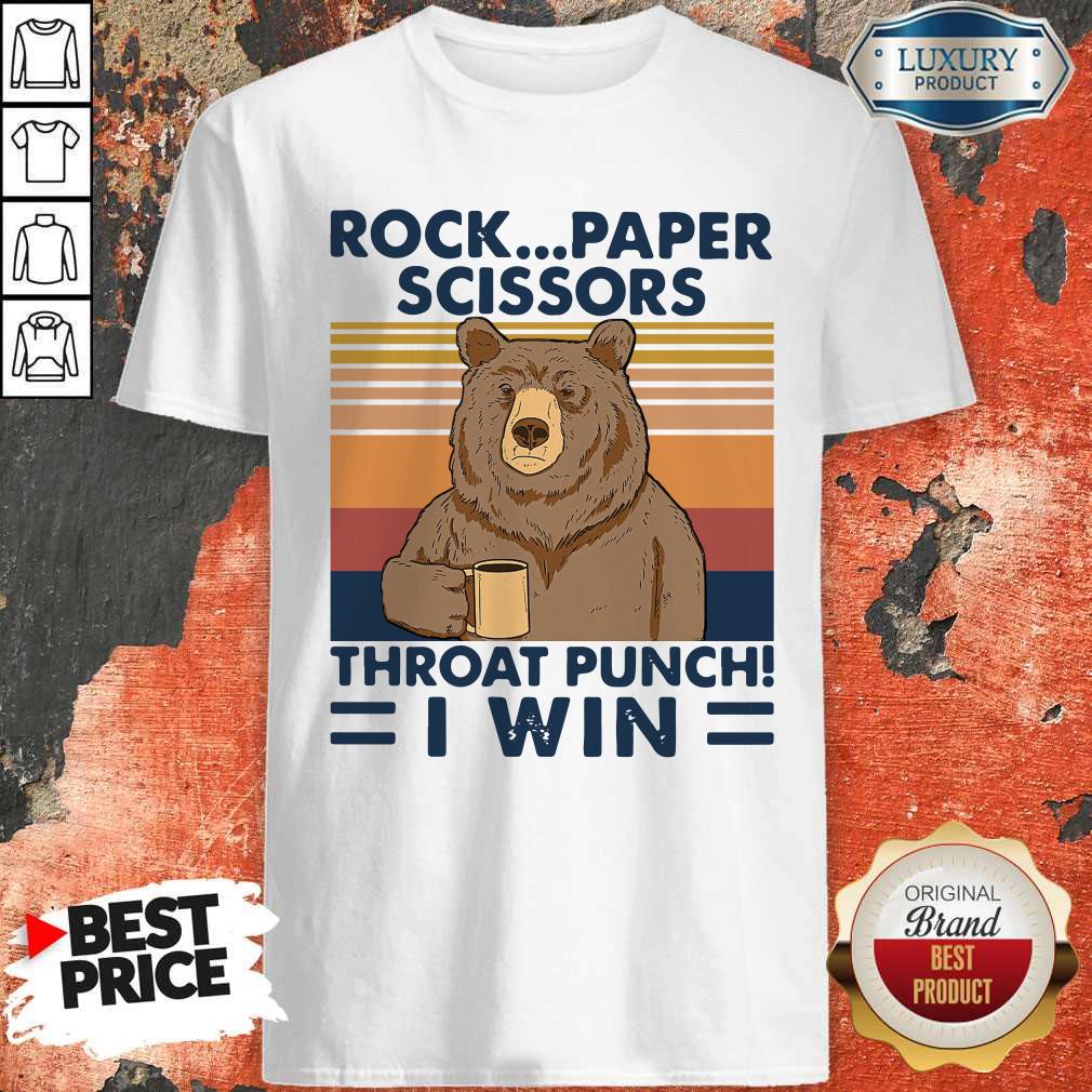 Top Bear Rock Paper Scissors Throat Punch I Win Vintage Retro Shirt