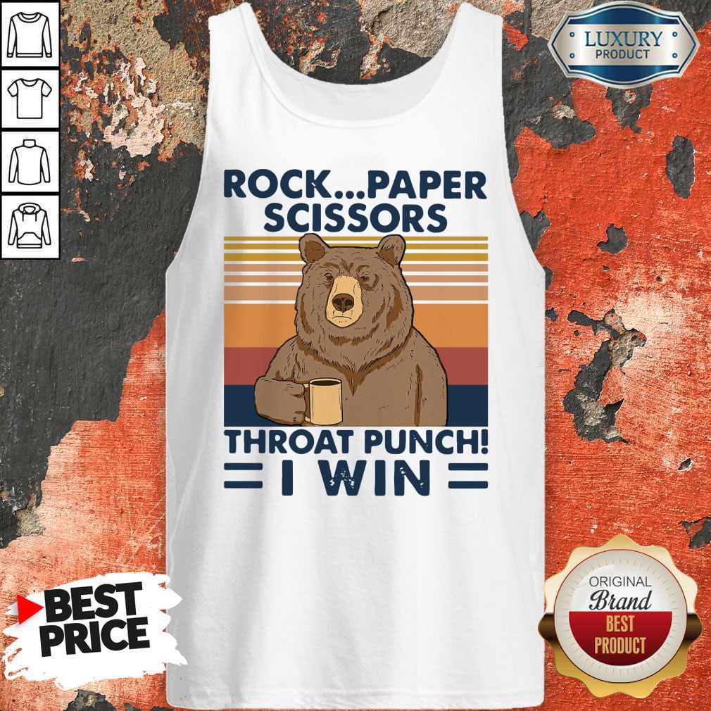 Top Bear Rock Paper Scissors Throat Punch I Win Vintage Retro Shirt