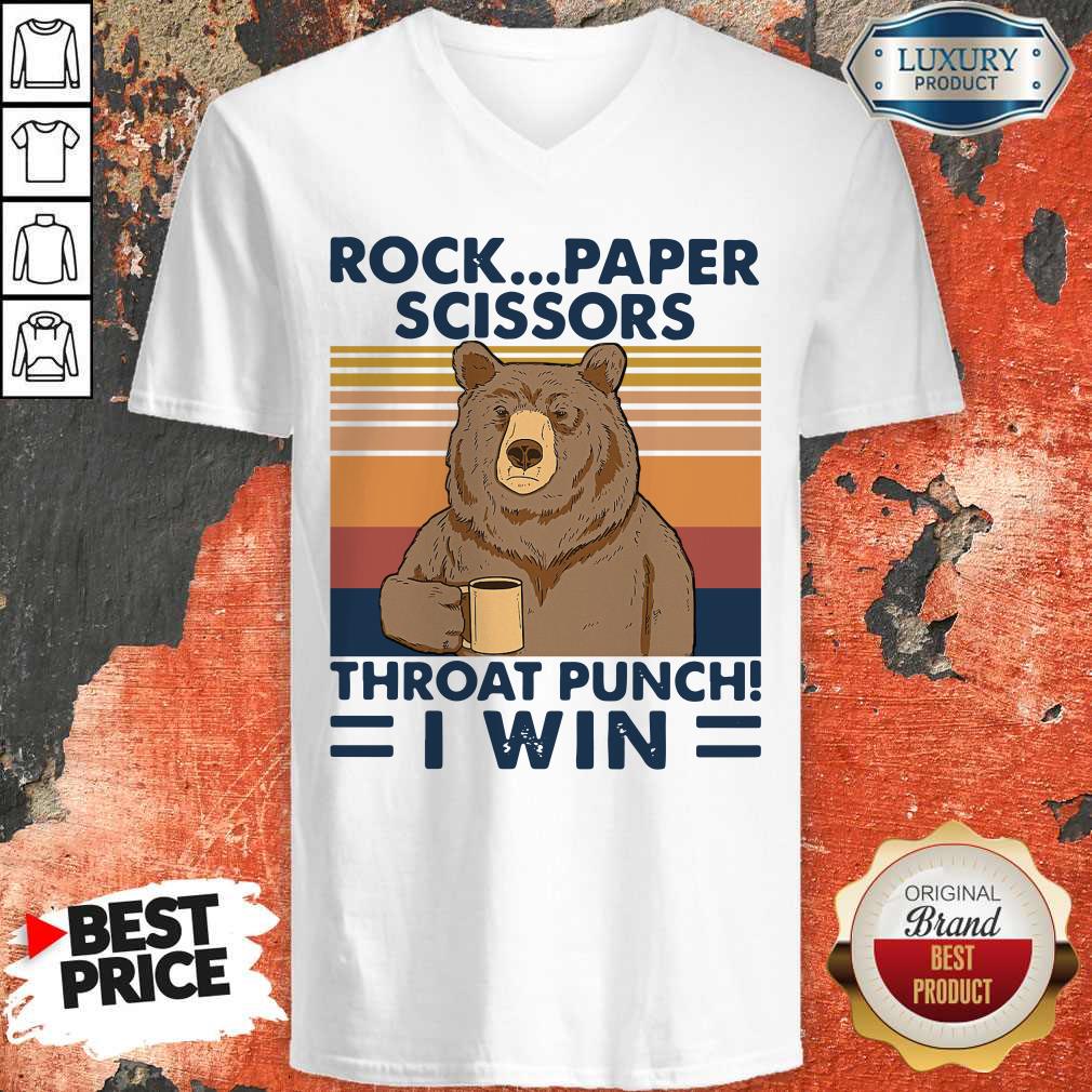 Top Bear Rock Paper Scissors Throat Punch I Win Vintage Retro Shirt