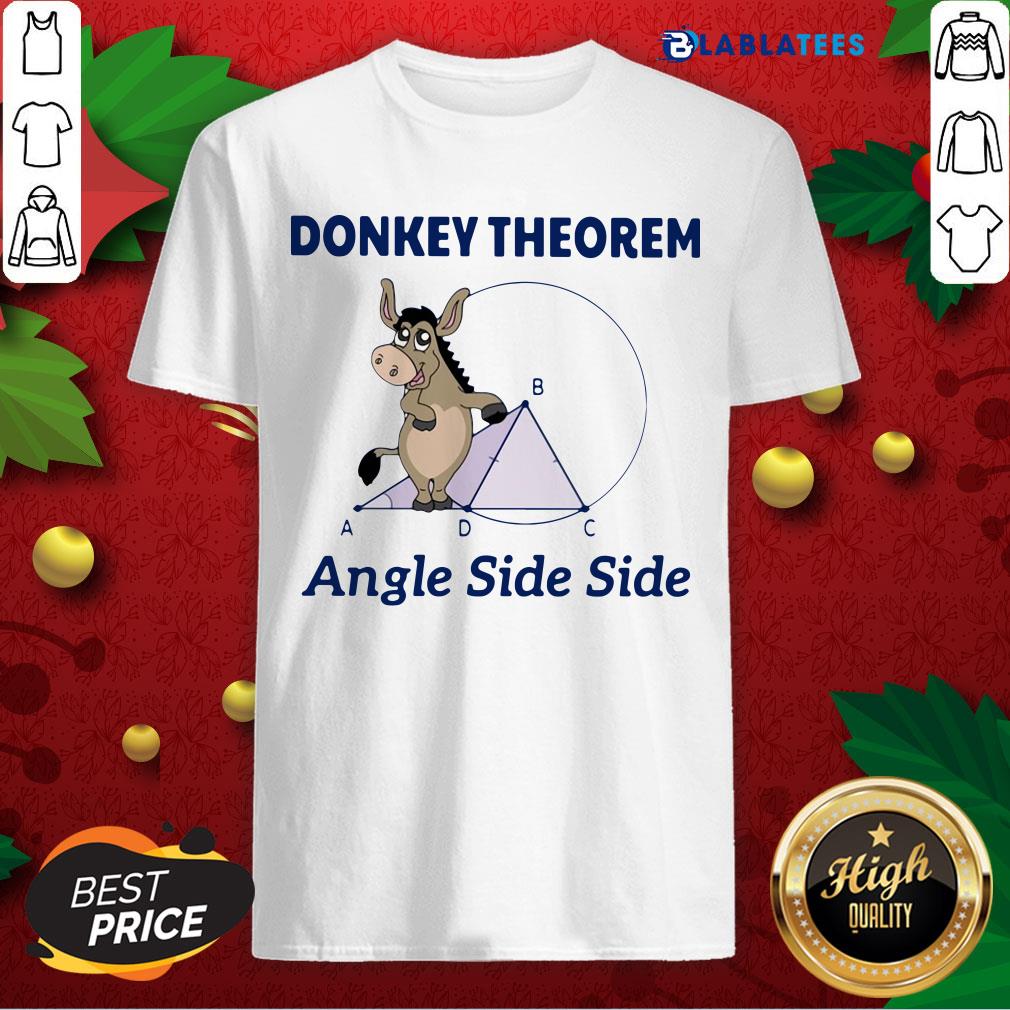 Top Donkey Theorem Angle Side Side - Funny Math Design - Fond Bleu Shirt